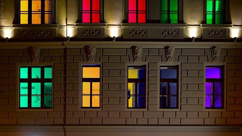 MOODs hotel butique Praga, fachada noturna