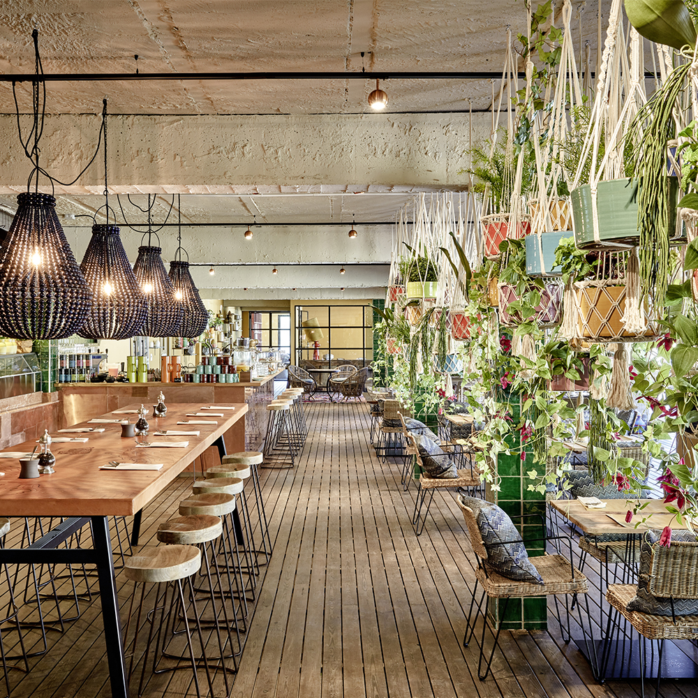 Neni jardim vertical Neni restaurante, decoração de interiores