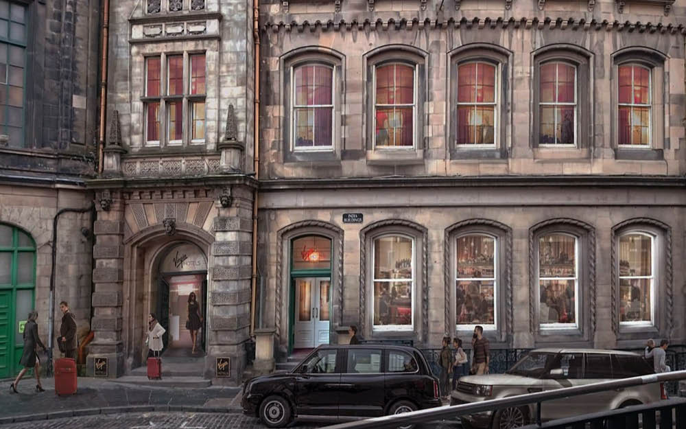 Fachada do Hotel histórico em Edimburgo Hotel Virgin Edinburgh