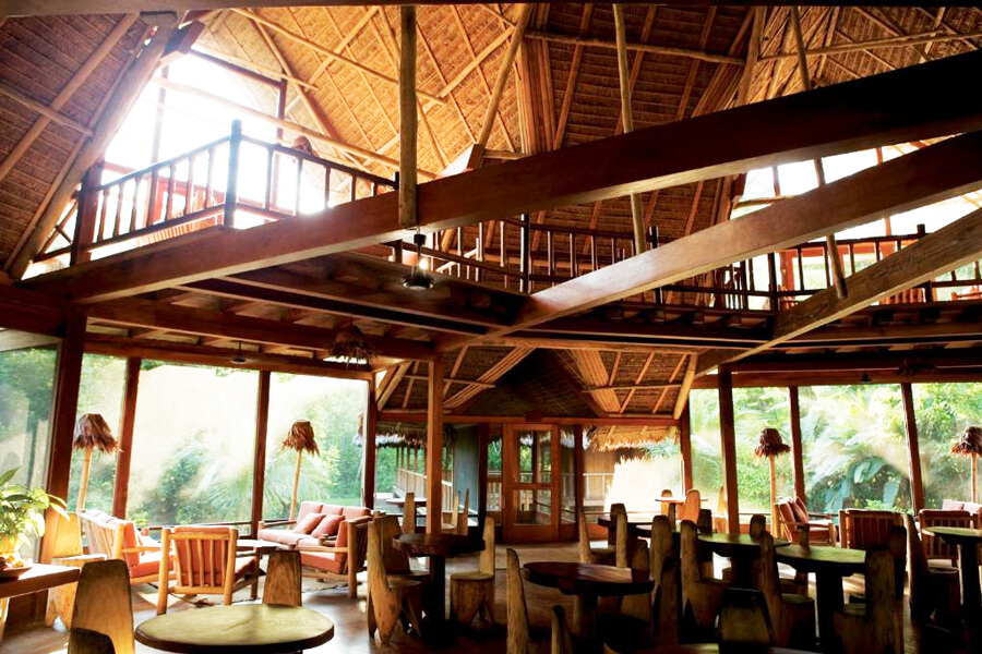 hotel de luxo na Amazônia, Inkaterra estruturas de madeira