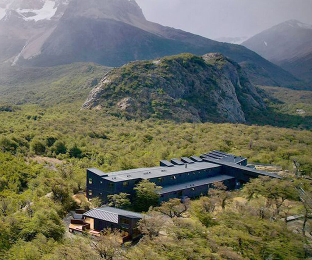 Estrutura do Explora El Chatén vista de cima 