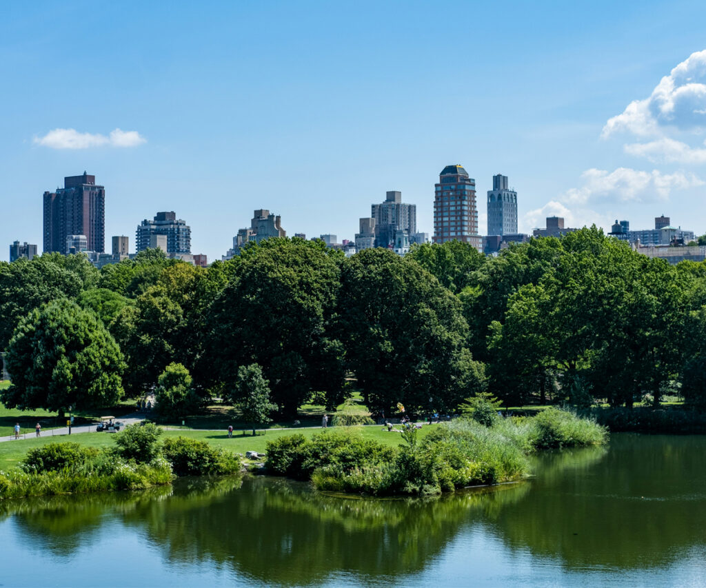 Central Park em Nova York com prédios ao fundo