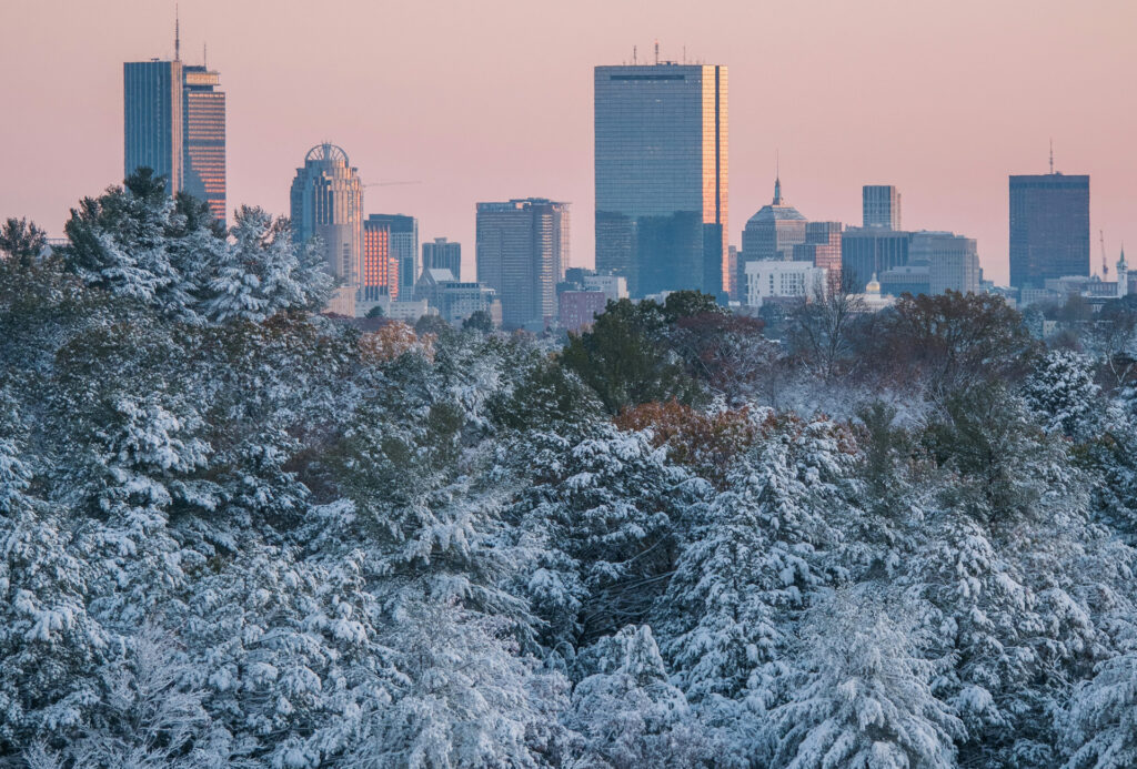 Cidade de Boston no inverno