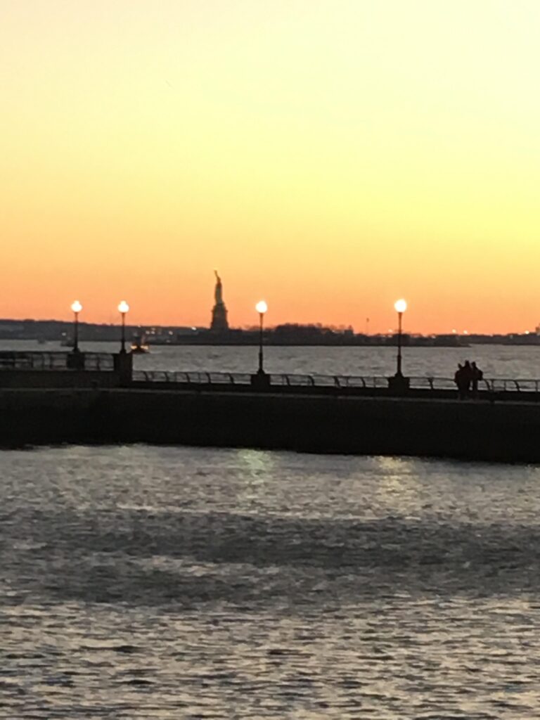 Vista Estátua da Liberdade do Battery Park, um dos melhores bairros para se hospedar em Nova York