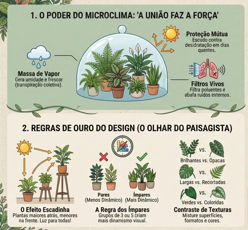 plantas na decoração de interiores com móveis e objetos decorativos em ambiente moderno e verde